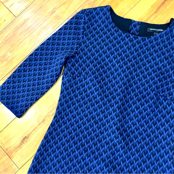 Banana Republic navy blue herringbone diamond pattern cotton mini dress - Picture 5 of 9